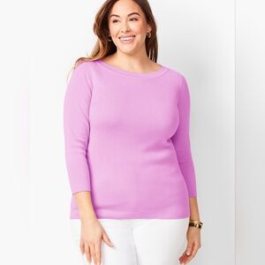 Talbots Classic Bateau-Neck  Blouse Solid Purple Women's Size 3X Casual Preppy